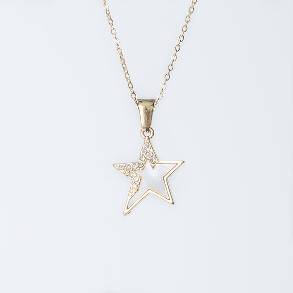 Gold Starlet necklace with a star-shaped pendant shown from the front.