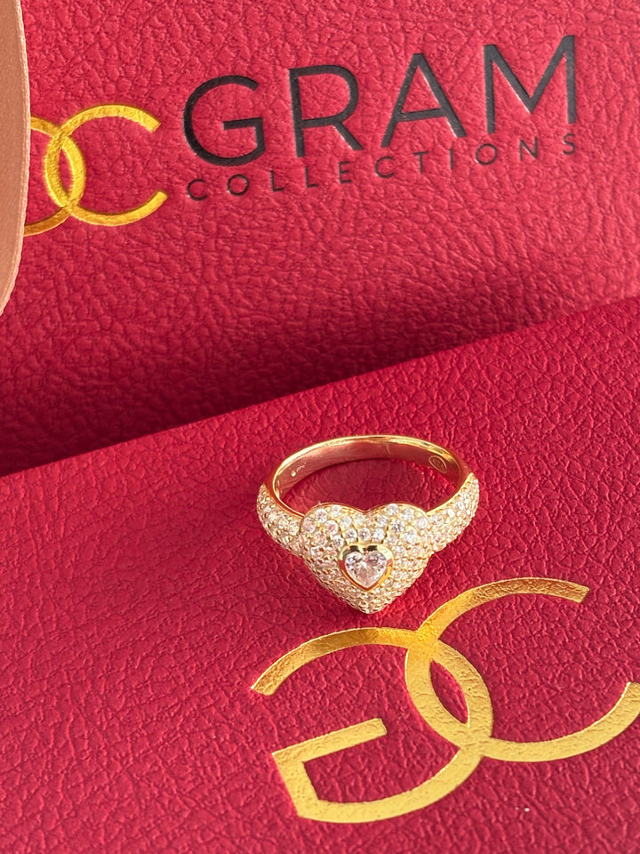 Ti Amo Ring standing on its uniquely designed box. 