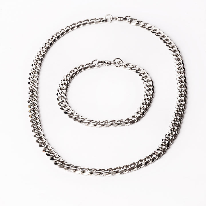 A Turin Bracelet and necklace set standing in the center of the image against a white background. 