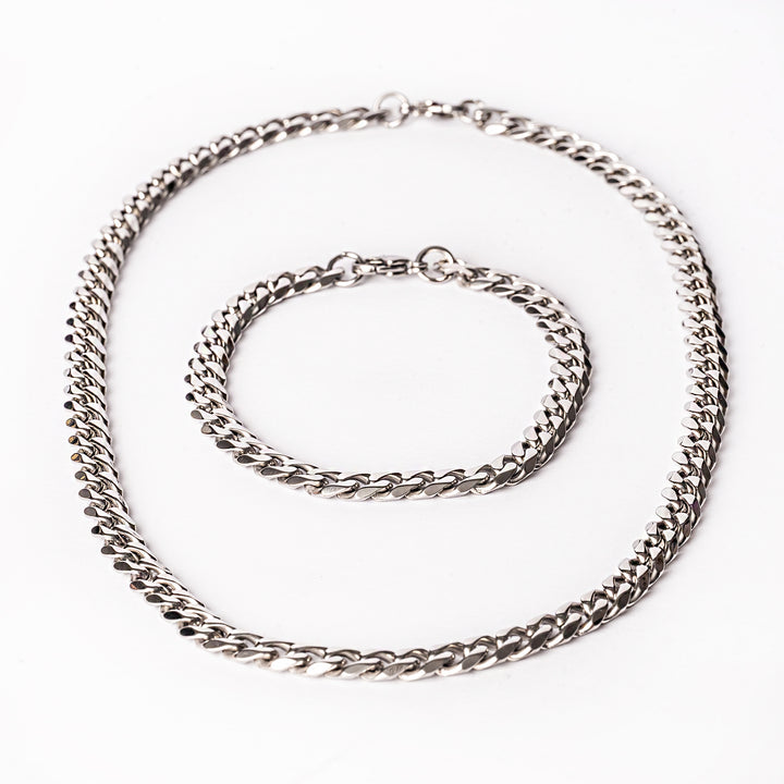 Turin bracelet and necklace standing in the center of the image 
