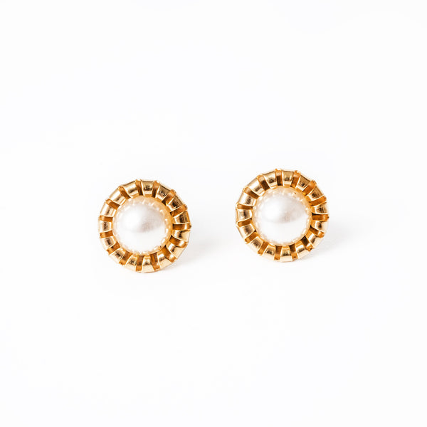 A Victoria Gold Earrings standing in the center of the image against a white background 