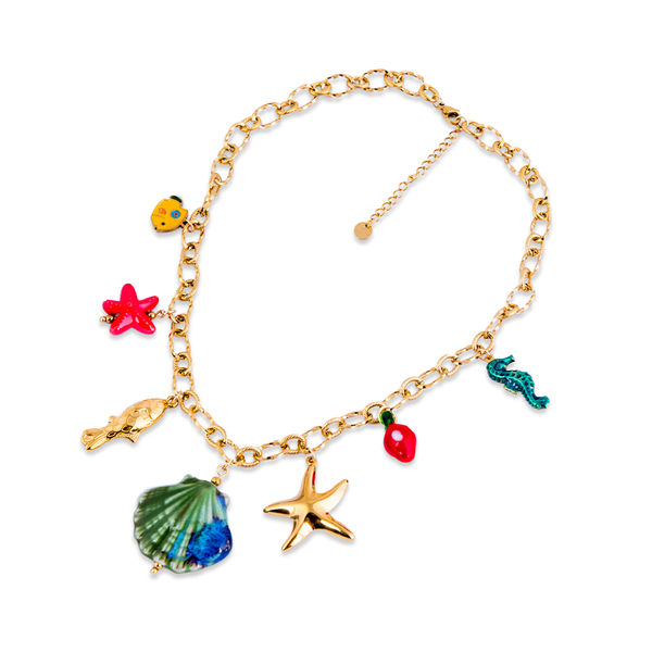 Wied Iz-Zurrieq Necklace with colorful charm beads on a white background