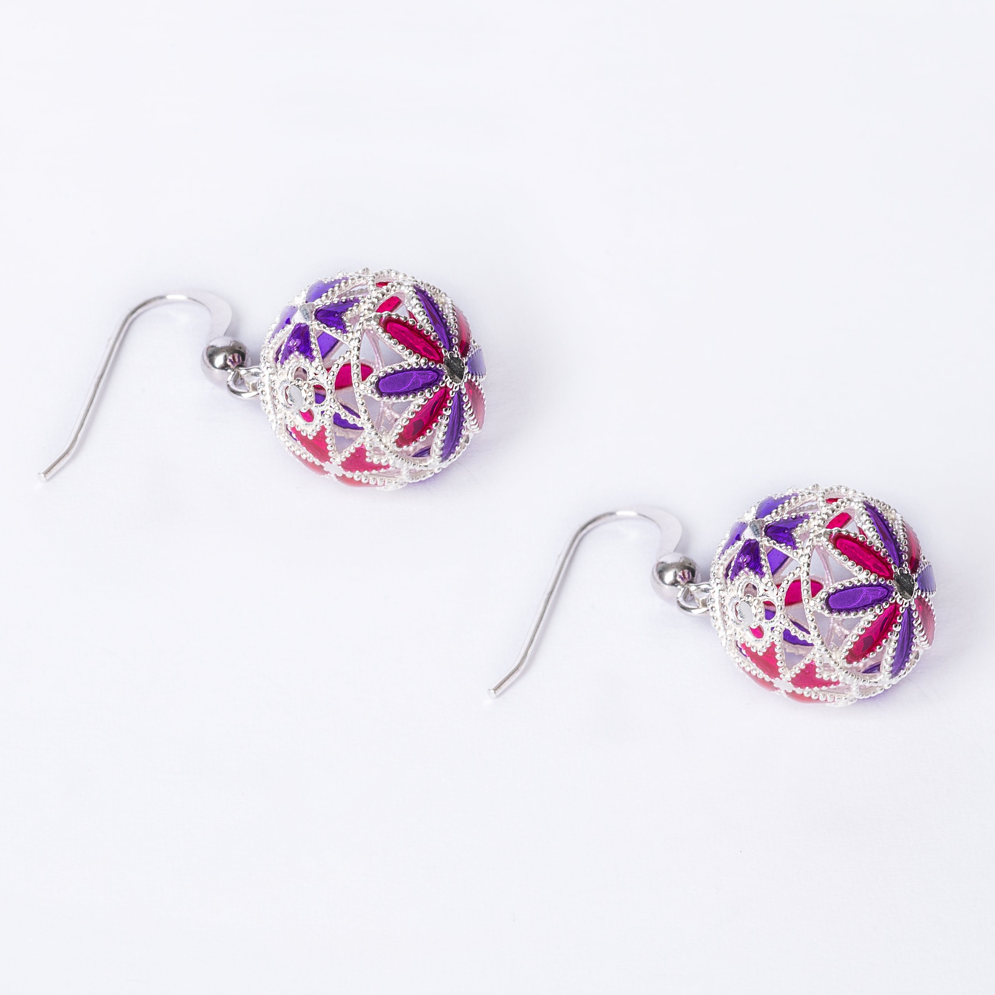 Cettina (Red) Silver Earrings