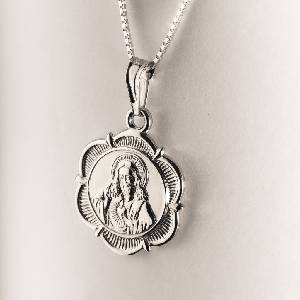 Silver Holy Medal Double Sided Pendant