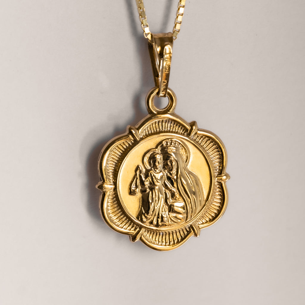 Holy Medal  Gold Double Sided Pendant