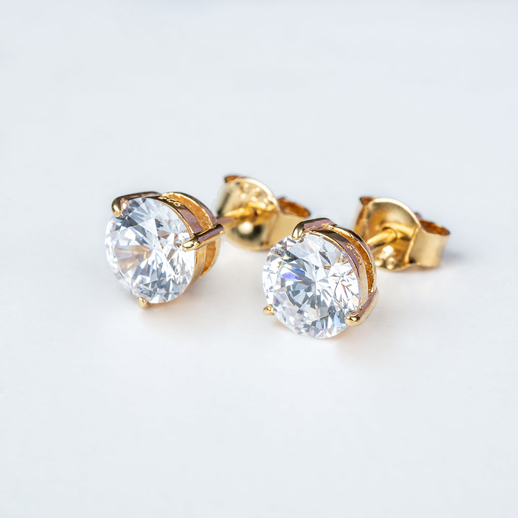 Yellow Gold Solitaire Studs Earrings