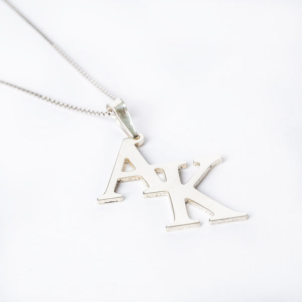 Double Initial Silver Necklace