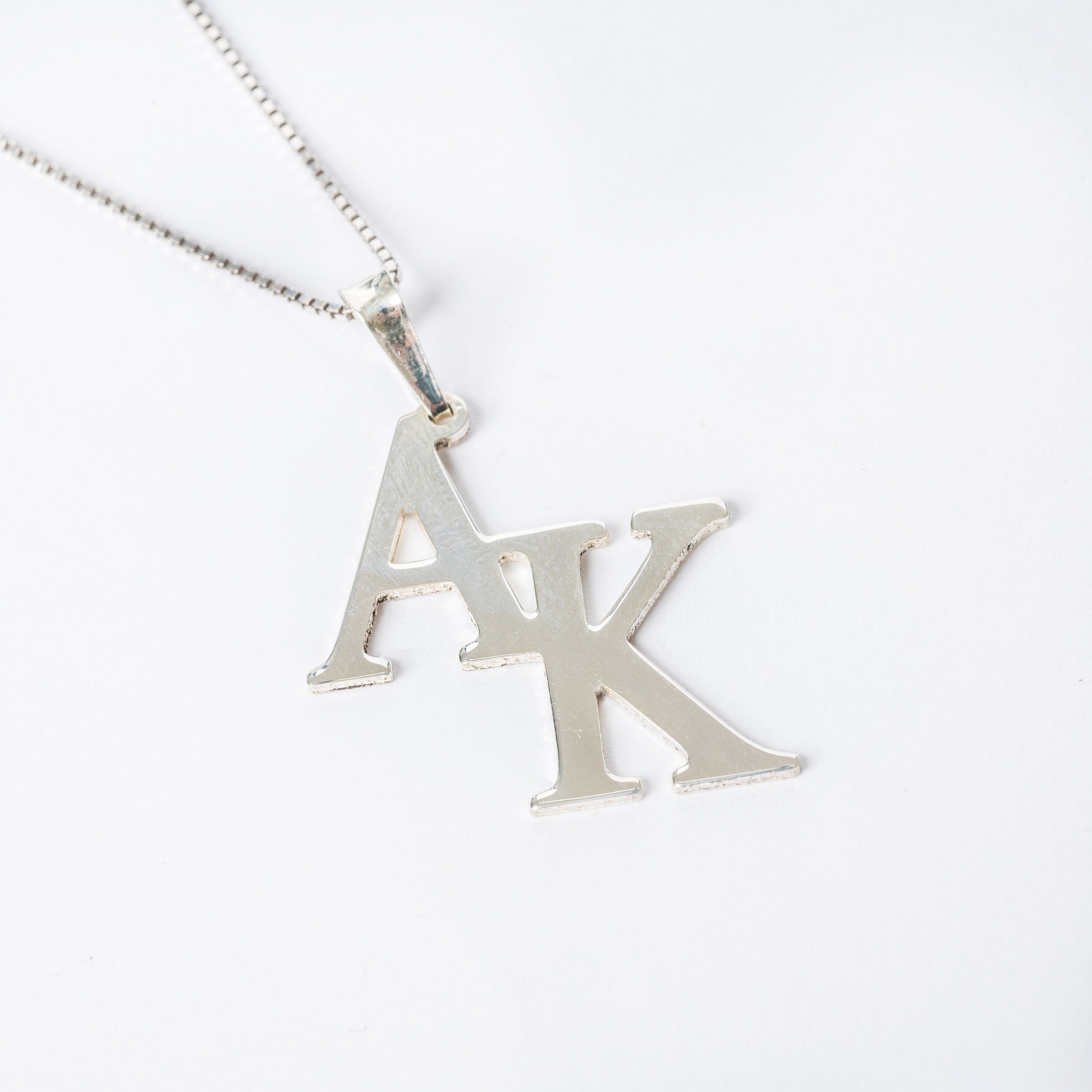 Double Initial Silver Necklace