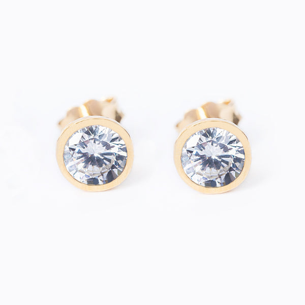 A close up view of April Birth Stone earrings. 