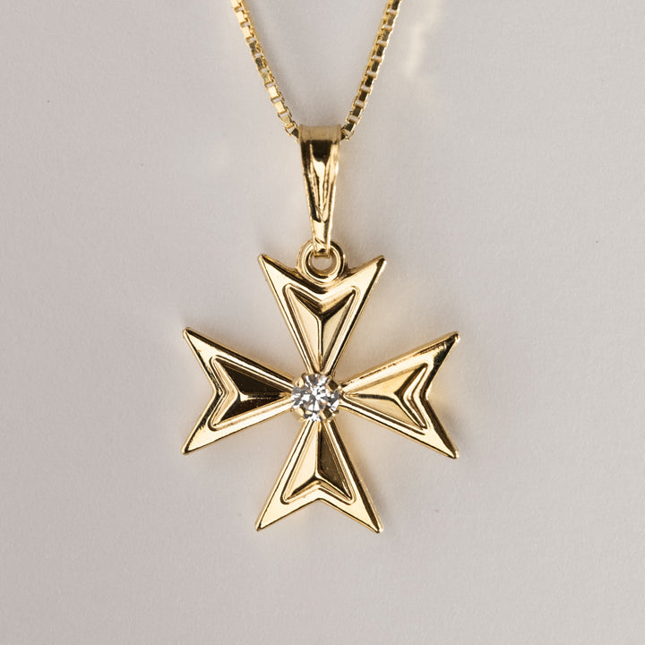 A close up view of Valletta Gold Maltese Cross.