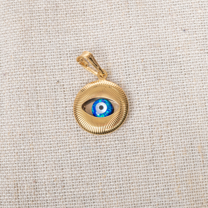 A close up view of Evil Eye Round Pendant 