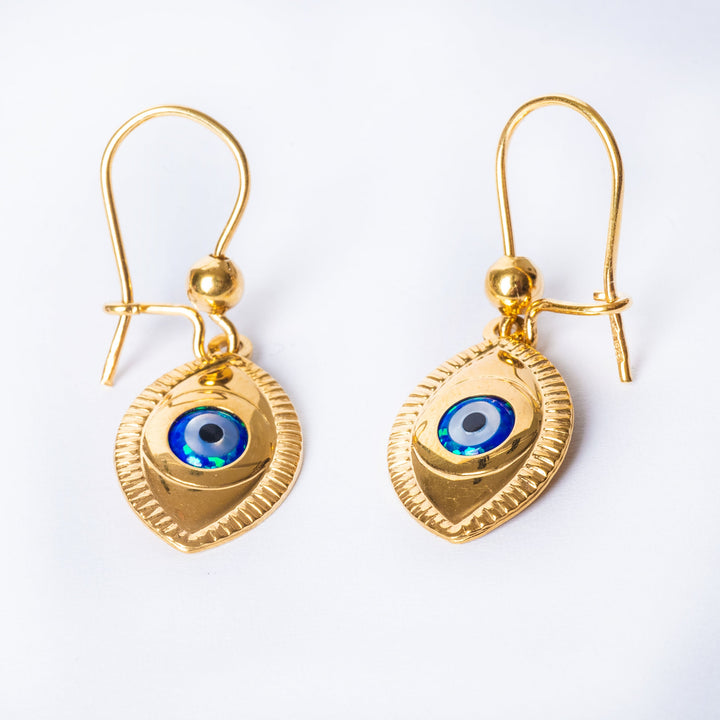 A bird view of evil eye earrings 