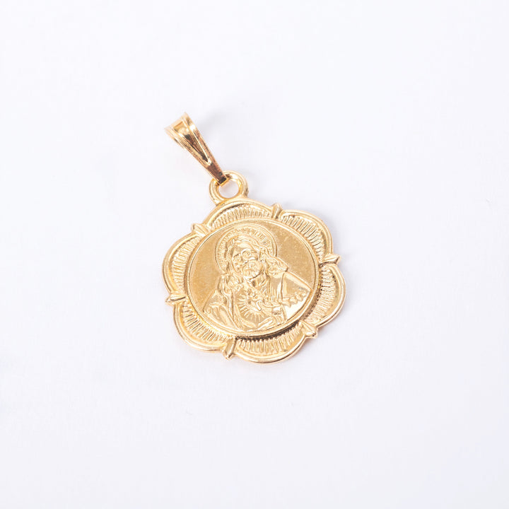 A bird view of Holy Medal Pendant standing in the center of the image against a white background. 