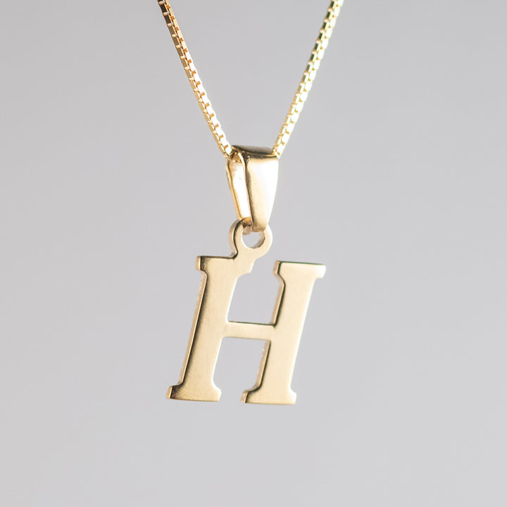 initials gold letter pendant H letter 
