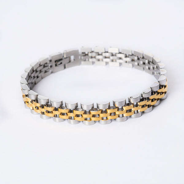 Jubilee 2 Tone Rolex Br standing in the center of the image against a white background. 