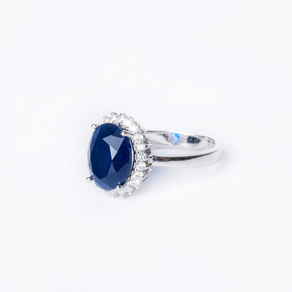 A close up view of Kate Ring blue stone 