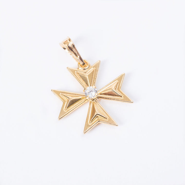 A Malta cross zircon pendant bird view 