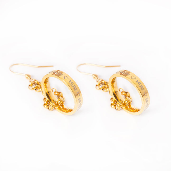 Profile view of Mum Ring Earrings.