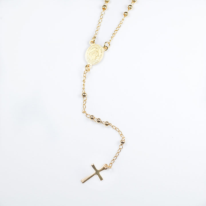 A bird view of Rosary Beads standing in the center of the image against a white background. 