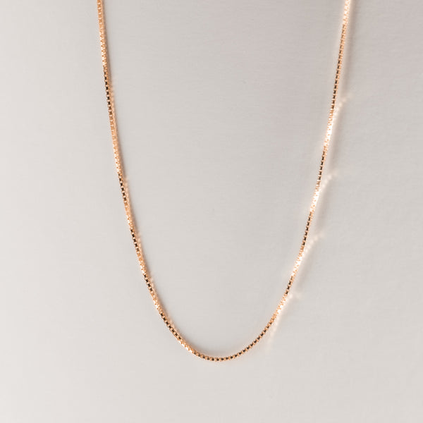 A close up view of Silver Rose Gold Chain. 